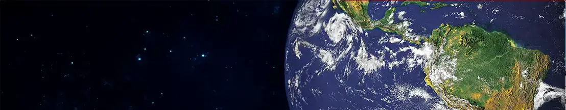 Imagen satelital de la Tierra con el espacio de fondo, simbolizando la transformación digital a escala global.
